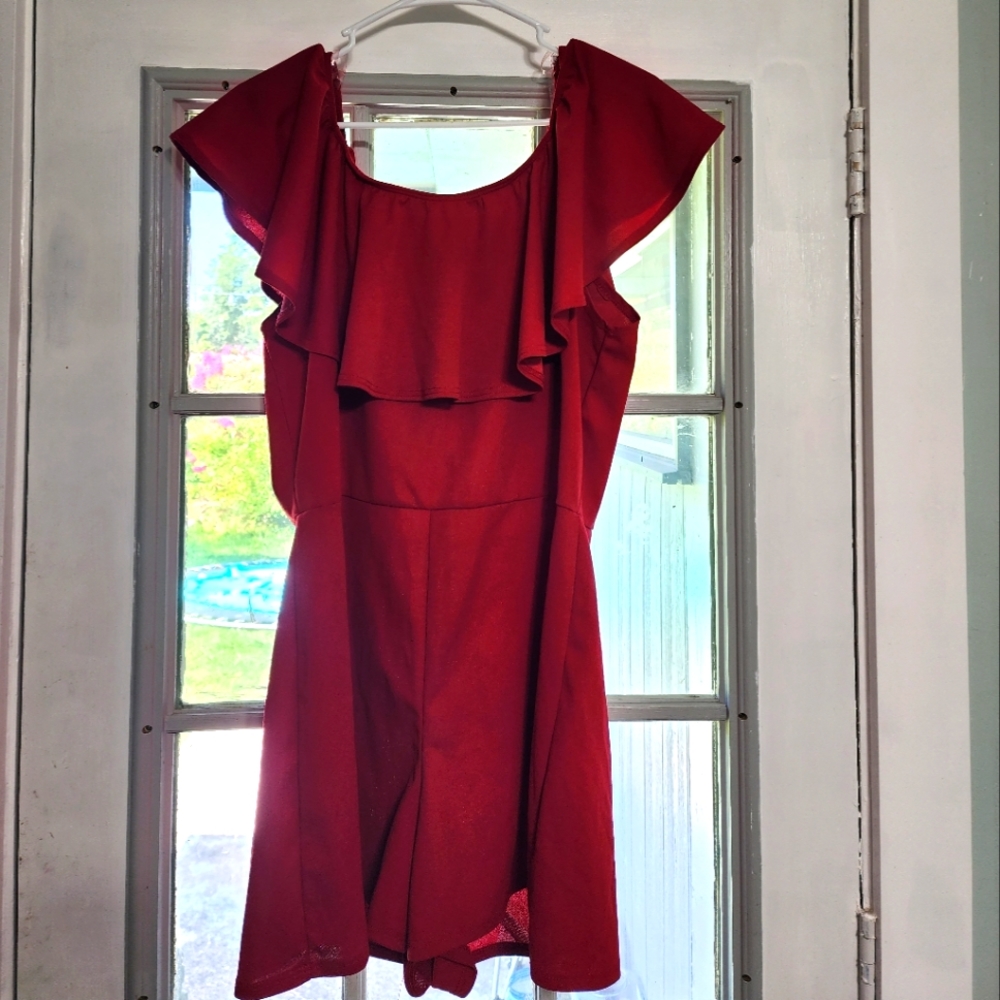 Wine Red Off Shoulder Adara Romper